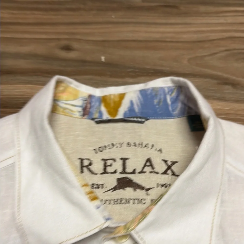 Tommy Bahama Mens XL 100% Linen Authentic Fit Button Front Shirt Camp Travel